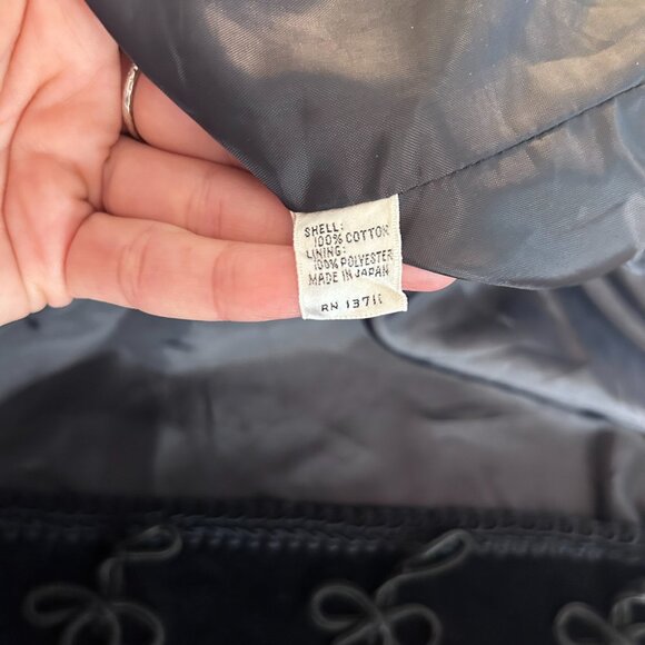 Vintage 1980s Japanese Black Velvet Frog Closure Jacket Women's Small - Picture 11 of 11